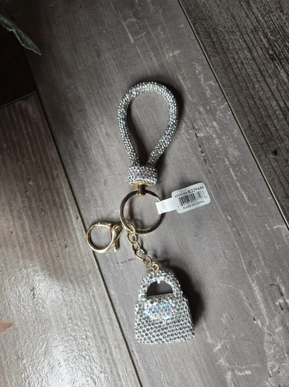 NWT Sparkling Crystal Loop Purse Keychain Wristlet - Silver Sparkle